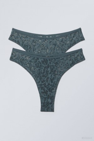 Weekday 2-pack Lucy ミッドカット Waist Brazilian Briefs ブリーフ レディース Petrol Japan | N0W-6752