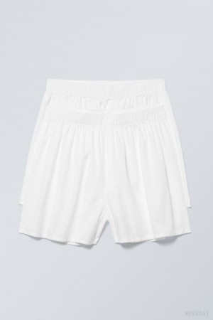 Weekday 2-pack ボクサー Shorts ショートパンツ メンズ 白 Japan | T7P-5111