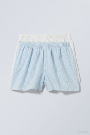 Weekday 2-pack ボクサー Shorts ショートパンツ メンズ 青 白 Japan | P7Q-4921