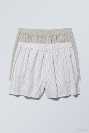 Weekday 2-pack ボクサー Shorts ショートパンツ メンズ グレー グレー Japan | W2X-5176