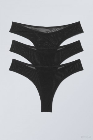 Weekday 3-pack Bonnie Mesh Brazilian Briefs ブリーフ レディース 黒 Japan | P2H-1957