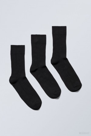 Weekday 3-pack Selma Socks ソックス レディース 黒 Japan | D7E-3380