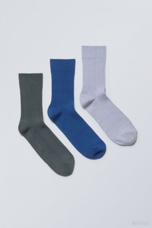 Weekday 3-pack Selma Socks ソックス レディース 紫 Japan | R8O-7023