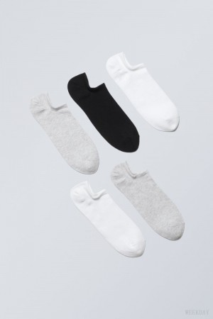 Weekday 5-pack Ankle Socks ソックス メンズ 黒 グレー 白 Japan | L6V-2874