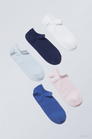 Weekday 5-pack Cotton Trainer Socks ソックス レディース 青 Japan | S9Q-3400