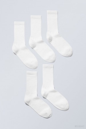 Weekday 5-pack 運動 Socks ソックス レディース 白 Japan | S6D-7641