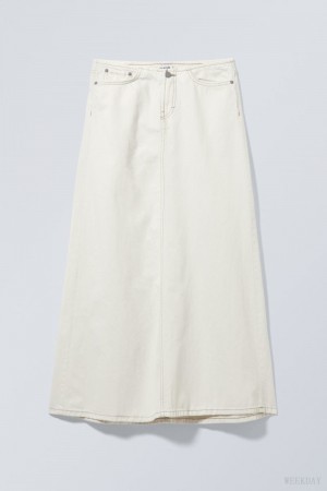 Weekday Anaheim Long Demin Skirt スカート レディース 白 Japan | Q1T-1297