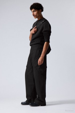 Weekday Astro Loose Asymmetric Cargo Trousers ズボン メンズ 黒 Japan | L1E-2232