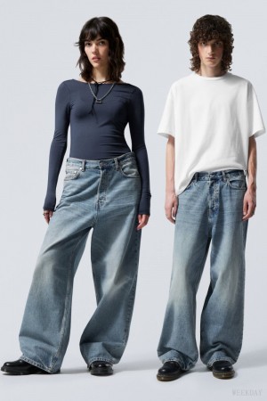 Weekday Astro Loose Baggy Jeans デニム メンズ 青 Japan | J6H-9034