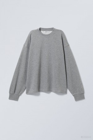 Weekday Boxy Crew Neck Sweatshirt スウェットシャツ レディース グレー Japan | O8H-0452