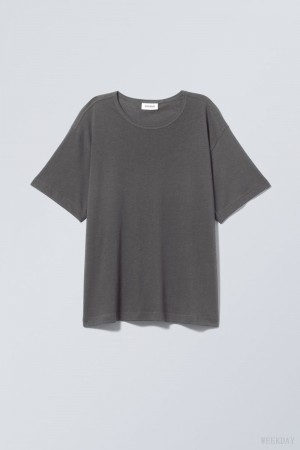 Weekday Boxy Relaxed T-shirt Tシャツ レディース 暗グレー Japan | G9A-9571