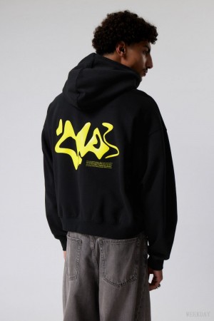 Weekday Boxy グラフィック Zip Hoodie パーカー メンズ Liquid Dance Japan | A5X-9880