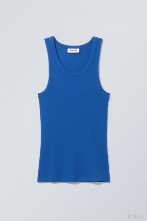 Weekday Close Fitted Tank Top タンクトップ レディース 青 Japan | F9V-4634