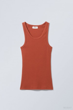 Weekday Close Fitted Tank Top タンクトップ レディース 暗オレンジ Japan | I9K-5023