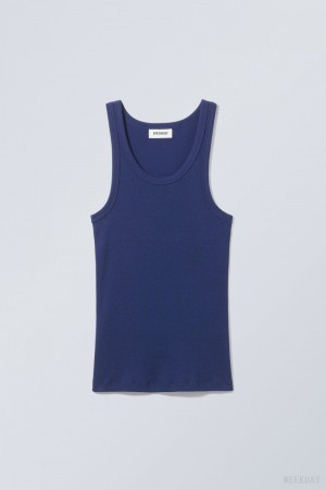 Weekday Close Fitted Tank Top タンクトップ レディース 暗青 Japan | Z9E-2947