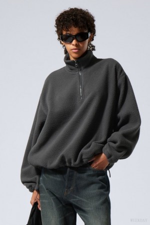 Weekday Cora Oversized Fleece Sweatshirt スウェットシャツ レディース 暗グレー Japan | Y7A-7227