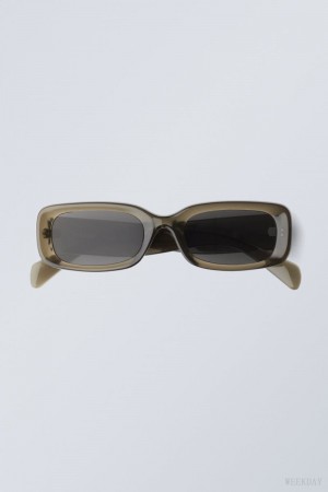 Weekday Cruise Squared Sunglasses サングラス レディース カーキ Japan | H7M-6661