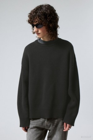 Weekday Cypher Oversized Sweater セーター メンズ 黒 Japan | U7V-7968