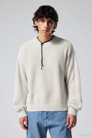 Weekday Daniel Regular Sweatshirt セーター メンズ Ecru Japan | N8O-5819