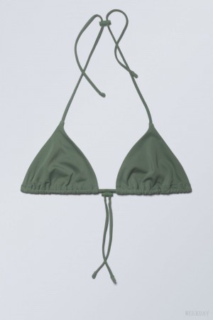 Weekday Drawstring Halter ビキニ Top 水着 レディース オリーブ 緑 Japan | U9J-6585