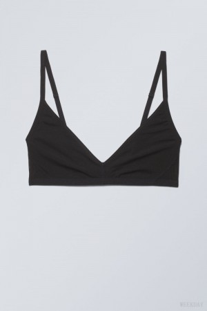 Weekday Dylan Mesh V-neck Bra ブラ レディース 黒 Japan | V2F-8393