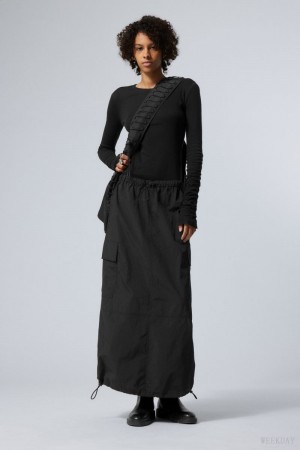 Weekday Edge Cargo Skirt スカート レディース 黒 Japan | R9O-7282