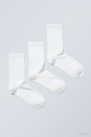 Weekday Eleven Socks 3-pack ソックス レディース 白 Japan | P7I-7901