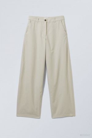 Weekday Elio ワイド Trousers ズボン レディース ライトベージュ Japan | Q8P-6671