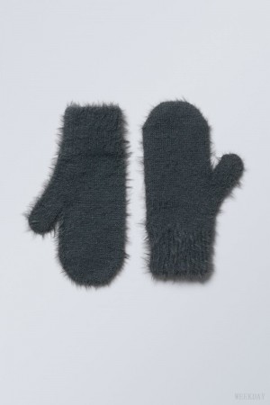 Weekday Ella Hairy Knit Mittens アクセサリー レディース 黒 Japan | K8D-7376