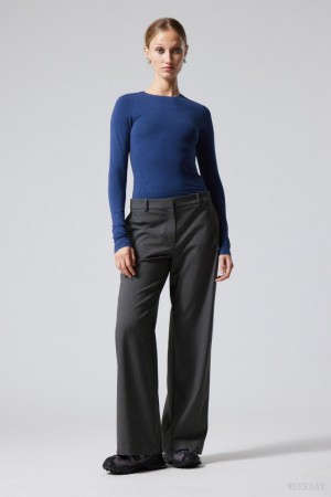 Weekday Emily Low Waist Suiting Trousers ズボン レディース 暗グレー Japan | N4Q-9694