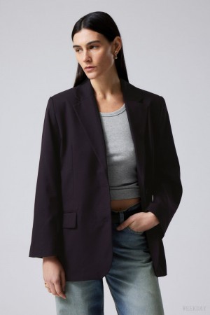 Weekday Erin Oversized Blazer ジャケット レディース 暗紫 Japan | P0N-9069