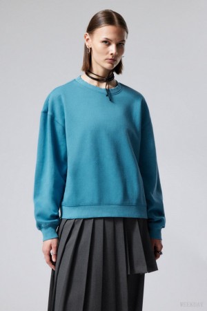 Weekday Essence Standard Sweatshirt スウェットシャツ レディース ライト青 Japan | D7I-1078