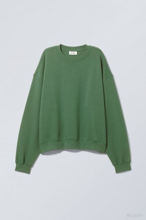 Weekday Essence Standard Sweatshirt スウェットシャツ レディース ターコイズ 緑 Japan | K4X-6454