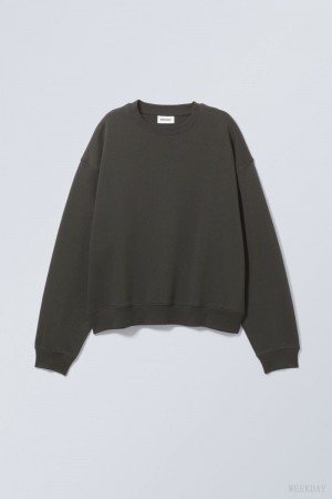 Weekday Essence Standard Sweatshirt スウェットシャツ レディース 暗グレー Japan | H4B-7180