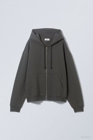 Weekday Essence Standard Zip Hoodie パーカー レディース 暗グレー Japan | F1D-9866