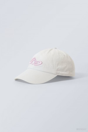 Weekday Essential Embroidery Cap ハット レディース 白 Japan | N7J-8023