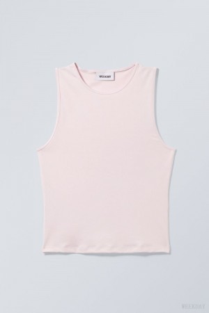 Weekday Fine Fitted Tank Top タンクトップ レディース ライトピンク Japan | Y1H-8944