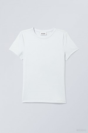 Weekday Fine T-shirt Tシャツ レディース ライト青 Japan | R3T-1101