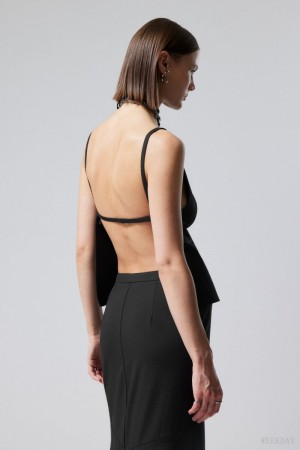 Weekday Fleur Suiting Open Back Top トップス レディース 黒 Japan | D5G-7199