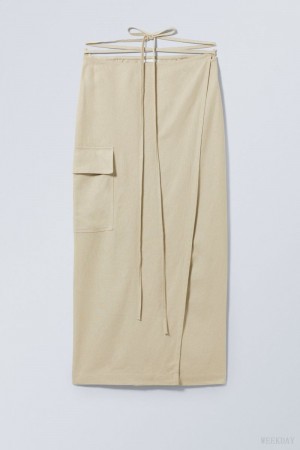 Weekday Fold Linen Mix Long Skirt スカート レディース ベージュ Japan | L9D-6138