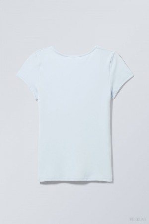 Weekday Gizem Open Back T-shirt トップス レディース ライト青 Japan | E5N-8768