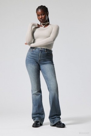 Weekday Glow Curve High Flared Jeans デニム レディース 青 Japan | Q7Z-4097