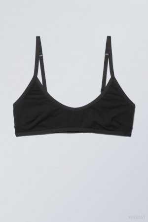 Weekday Inez Scooped Cotton Bralette Bralette レディース 黒 Japan | C1G-5631