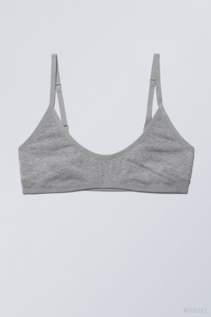 Weekday Inez Scooped Cotton Bralette Bralette レディース グレー Japan | X7B-2722