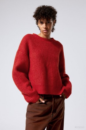 Weekday Ivy Knit Sweater セーター レディース 赤 Japan | W4R-3923