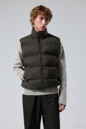 Weekday Kip Puffer Vest ジャケット メンズ 黒 Japan | L8Z-8654