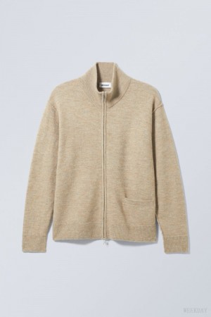 Weekday Mattias Regular Cardigan セーター メンズ ベージュ Japan | L1Y-0306