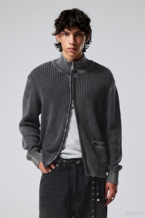 Weekday Mattias Regular Cardigan セーター メンズ 黒 Japan | U4I-9772