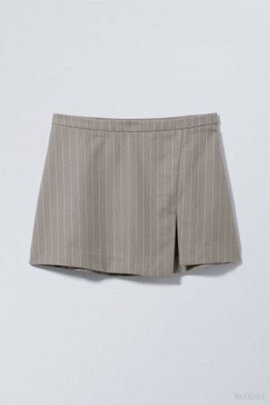 Weekday Mel Pinstripe Mini Skirt スカート レディース グレー Japan | D6B-9190