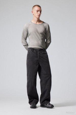 Weekday Micha Loose Workwear Trousers ズボン メンズ 黒 Japan | S4F-1622